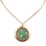 Round Gold Gawu Box Pendant with Chip Stone Stainless Steel Floating Locket Crystal Specimen Keepe Custom for Keepsakes & Healing Stones