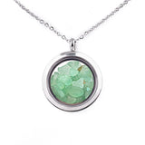 Round Gawu Box Pendant Necklace  Chip Stone Stainless Steel Floating Locket Crystal Specimen Keepe Custom for Keepsakes & Healing Stones（副本）