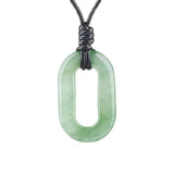 Hand-Polished Hollow O-Shape Gemstone Pendant, 25×40mm Adjustable Rope Necklace, Unique Natural Crystal Daily Wear Jewelry
