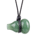18X30MM Hand-Carved Natural Stone Gourd Pendant Necklace – Adjustable Healing Crystal Calabash Amulet