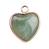 15mm Heart Gemstone Pendant Charms for Diy Making Jewelry Wrapped Gold / Silver