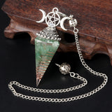 Triple Moon Pentacle Orgone Pendulum Pendant Resin Crystal Dowsing Charm Chain for Wicca & Spiritual Jewelry