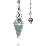Silver Crown Resin Crystal Orgone Pendulum Pendant Dowsing Charm Chain