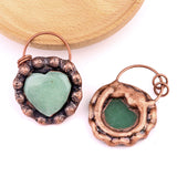 Retro Copper Natural Stone Heart Pendant for Making Jewelry