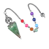 Chips Gemstone Tree of Life Resin Pendulum Wtih 7 Chakra Stone Chain hexagonal pyramid Pendant