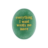 35x45MM Worry Healing Palm Stones for Meditation & Prayer with Everything Word " Everything I want wants me more " SP1904G-W15