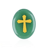 35x45MM Worry Healing Palm Stones for Meditation & Prayer with Gold Cross Design SP1904G-W17