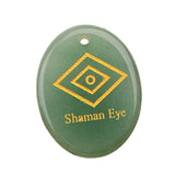 35x45mm Oval Natural Gemstone Pendant, Engraved "The Shaman's Eye", Polished Crystal Disc Charm for Spiritual Jewelry, Necklace Making