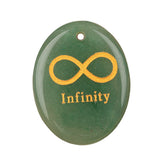 35x45mm Oval Natural Gemstone Pendant, Engraved "Infinity Symbol (∞) ", Polished Crystal Disc Charm for Spiritual Jewelry, Necklace Making