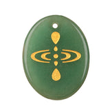 35x45mm Oval Natural Gemstone Pendant, Engraved "Mindfulness Meditation ", Polished Crystal Disc Charm for Spiritual Jewelry, Necklace Making