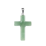 Natural Gemstone Cross Pendant for Jewelry Making DIY Necklace 27X40mm
