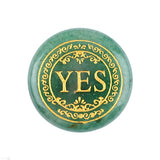 25mm Natural Gemstone Decision Stone Double-Sided Engraved YES / NO Palm Stones Gold Lettering Divination Healing Crystals for Gift