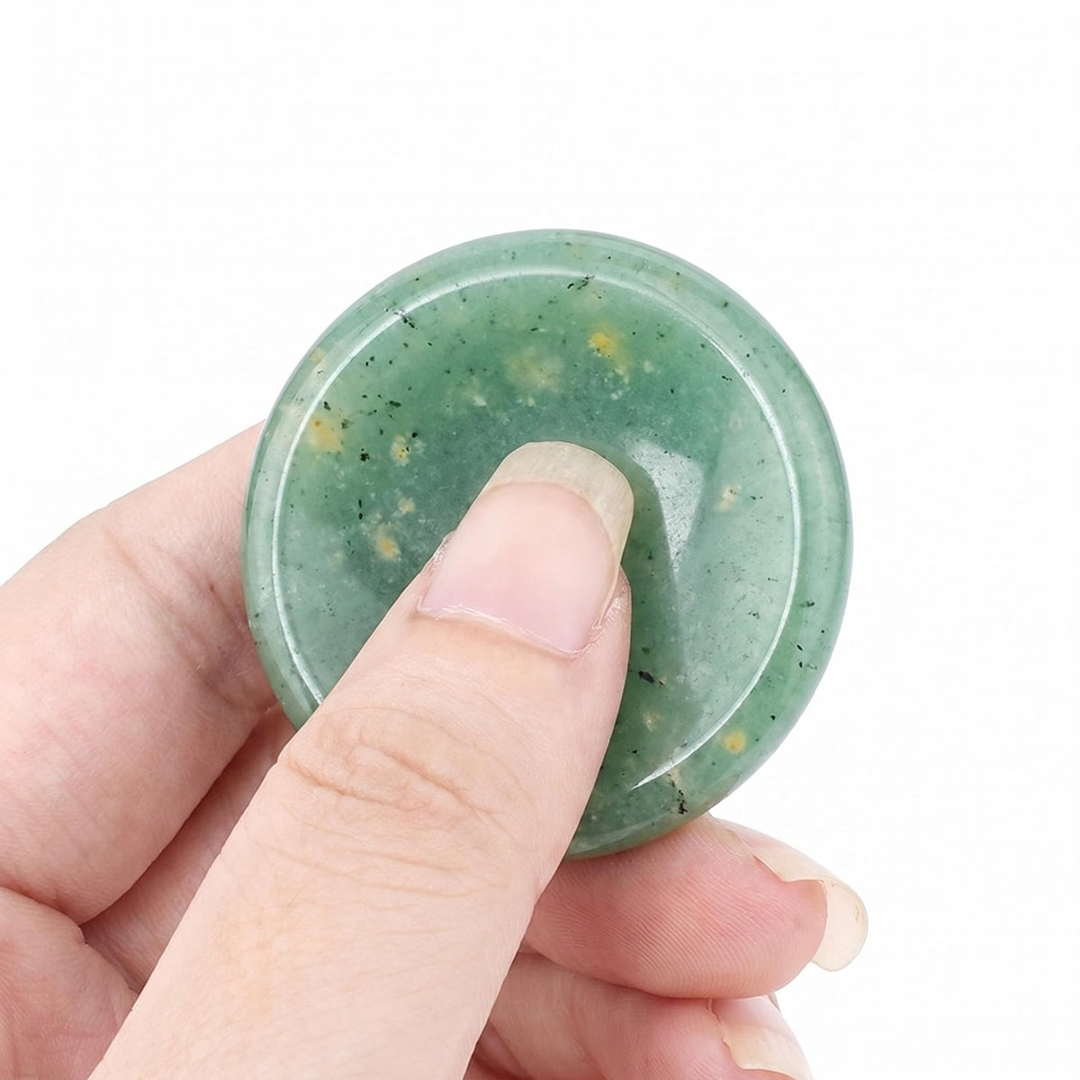 40mm Green Aventurine Meditation Disc Thumb Worry Stone for Stress & Anxiety Relief