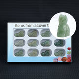 1.0 Inch Hand Carved Gemstone Cat Figurine Animal Ornament  12PCS In Box for Home Office Desk Decor #SP2319-12PA