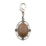Silver Oval Gemstone Pendant Charms Tag #SP1502S-BT Stone Keychain for Bag