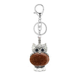 Silver Owl Gemstone Pendant Charms Keychain #KC1760 Bird Animal Key Chain