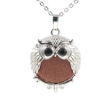 Silver Owl Gemstone Necklace SN1758S Bird Animal Pendant with 45CM 0 Chain