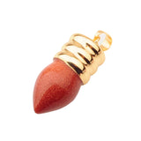 Gold Spiral Cap Bullet Shape Natural Stone Pendant, Teardrop Pointed Gemstone Charm with Grooved Gold Bail, Reiki Healing Crystal DIY Necklace Pendant