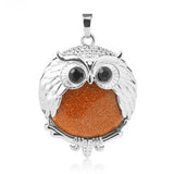 Silver Owl Gemstone Pendant For Making Jewelry #SP1758-28x36MM Size: Aprox 28x38MM -25MM Cabs
