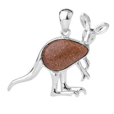 Silver Kangaroo Gemstone Pendant #SP1765 Animal Crsytal For Making Jewelry