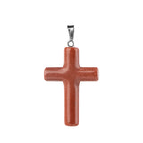 Natural Gemstone Cross Pendant for Jewelry Making DIY Necklace 27X40mm