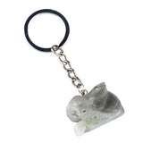1.0Inch Handmade Craved  Gemstone Rabbit Animal Pendant Keychain #KC2320S-A1