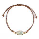 Natural Stone Adjustable Bracelet for Women Men Handmade Woven Bohemian Style Crystal Bangle #SB3126
