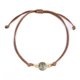 10mm Disc Stone Adjustable Bracelet for Women Men Handmade Woven Bohemian Style Crystal Bangle #SB3127