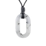 Hand-Polished Hollow O-Shape Gemstone Pendant, 25×40mm Adjustable Rope Necklace, Unique Natural Crystal Daily Wear Jewelry