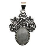 Silver Rose Flower Oval Gemstone Pendant for Making Jewelry#SP1503S-10X14mm Stone Cab Pendant Jewelry