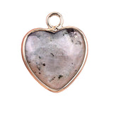 15mm Heart Gemstone Pendant Charms for Diy Making Jewelry Wrapped Gold / Silver
