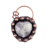 Retro Copper Natural Stone Heart Pendant for Making Jewelry