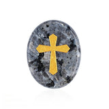 35x45MM Worry Healing Palm Stones for Meditation & Prayer with Gold Cross Design SP1904G-W17