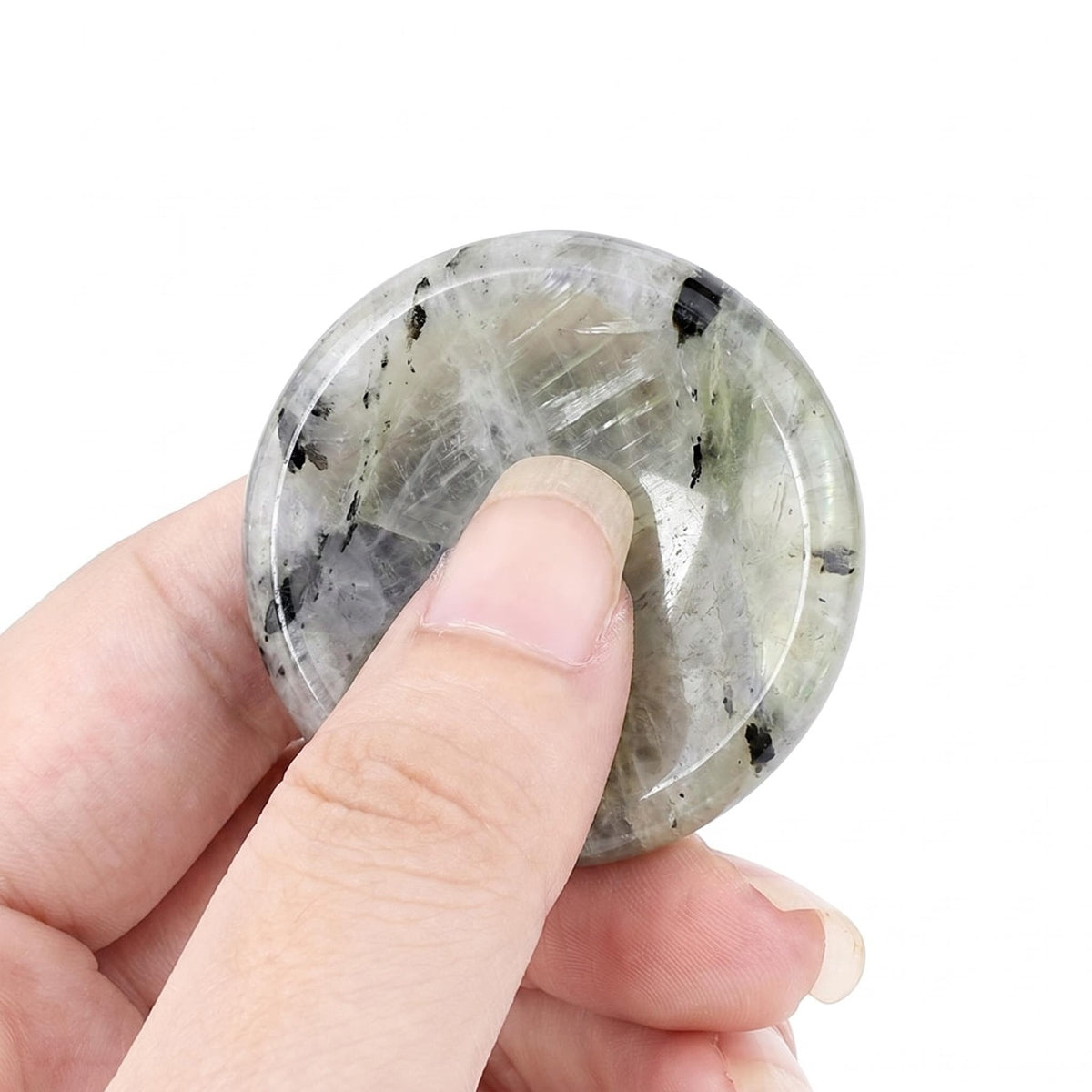 40mm Labradorite Meditation Disc Worry Stone for Stress & Anxiety Relief