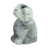 1.0 Inch Hand Carved Dog Gemstone Pendant Keychain 7 Chakra Beads Chain #KC2316S-A4