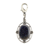 Silver Oval Gemstone Pendant Charms Tag #SP1502S-BT Stone Keychain for Bag