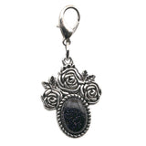 Silver Rose Flower Oval Gemstone Pendant Charms Tag #SP1503S-10X14mm Stone Cab