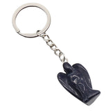 Handmade Craved 1.0Inch Gemstone Angel Pendant Charms Keychain #KC1531