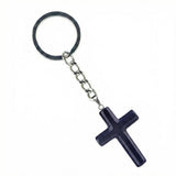 Handmade Natural Gemstone Cross Pendant Keychain, Carved Christian Cross Key Accessories for Women Men, Religious Gift, Jewelry Key Chain 27x40mm