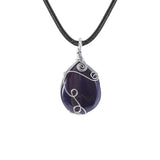 Handmade Wire Wrapped Teardrop Gemstone Pendant Necklace  #SN1752S 45CM Cord Chain