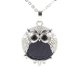 Silver Owl Gemstone Necklace SN1758S Bird Animal Pendant with 45CM 0 Chain