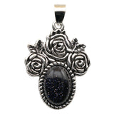 Silver Rose Flower Oval Gemstone Pendant for Making Jewelry#SP1503S-10X14mm Stone Cab Pendant Jewelry