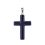 Natural Gemstone Cross Pendant for Jewelry Making DIY Necklace 27X40mm