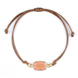 Natural Stone Adjustable Bracelet for Women Men Handmade Woven Bohemian Style Crystal Bangle #SB3126