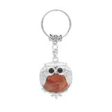 Silver Owl Gemstone Pendant  Bird Animal Keychain KC1758S