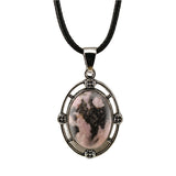 Silver Oval Gemstone Necklace 45CM Black Cord #SN1502S Crystal Pendant 13X18mm Cabs