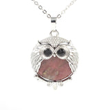 Silver Owl Gemstone Necklace SN1758S Bird Animal Pendant with 45CM 0 Chain