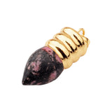 Gold Spiral Cap Bullet Shape Natural Stone Pendant, Teardrop Pointed Gemstone Charm with Grooved Gold Bail, Reiki Healing Crystal DIY Necklace Pendant