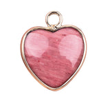 15mm Heart Gemstone Pendant Charms for Diy Making Jewelry Wrapped Gold / Silver