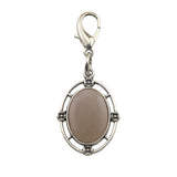 Silver Oval Gemstone Pendant Charms Tag #SP1502S-BT Stone Keychain for Bag